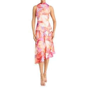 NEW MAGGY LONDON cowl neck midi slip dress in ivory orange
